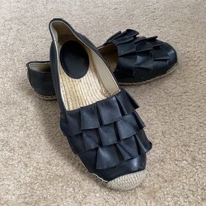 Michael Kors Black Leather Espadrilles